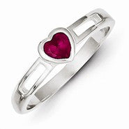 Sterling Silver Red CZ Heart Ring