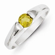 Sterling Silver Yellow Round CZ Ring