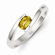 Sterling Silver Orange/Yellow Oval CZ Ring