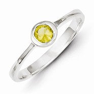 Sterling Silver Yellow Round Bezel CZ Ring