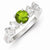 Sterling Silver Lime Green Round CZ with Side Stones Ring