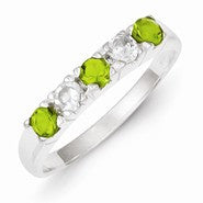 Sterling Silver Lime Green & White CZ Ring