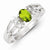 Sterling Silver Lime Green Oval CZ with Side Stones Ring