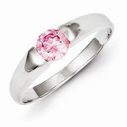 Sterling Silver Pink Round CZ Ring