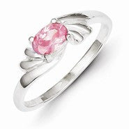 Sterling Silver Pink Oval CZ Ring