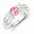 Sterling Silver Pink Oval CZ with Side Stones Ring