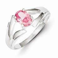 Sterling Silver Pink Oval CZ Ring