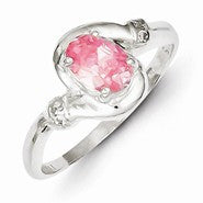 Sterling Silver Pink Oval CZ Ring