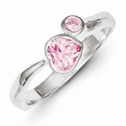 Sterling Silver Pink CZ Heart Ring