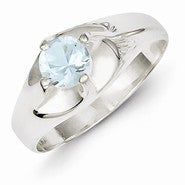 Sterling Silver Light Blue Round CZ Ring