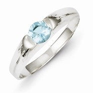 Sterling Silver Light Blue Round CZ Ring