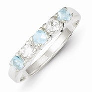 Sterling Silver Light Blue & White CZ Ring