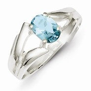 Sterling Silver Light Blue Oval CZ Ring