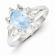 Sterling Silver Light Blue Oval CZ Cluster Ring