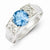 Sterling Silver Light Blue Round with Pave Sides CZ Ring