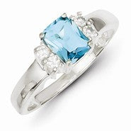 Sterling Silver Light Blue & White CZ Ring