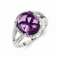 Sterling Silver Amethyst and Diamond Ring