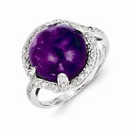 Sterling Silver Amethyst and Diamond Ring