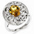 Sterling Silver Whiskey Quartz and Diamond Ring