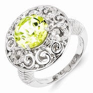 Sterling Silver Lemon Quartz and Diamond Ring