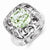 Sterling Silver Green Quartz and Diamond Ring