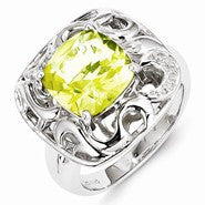 Sterling Silver Lemon Quartz and Diamond Ring