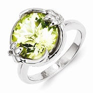 Sterling Silver Lemon Quartz and Diamond Ring