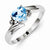 Sterling Silver w/Rhodium Plated Diamond and Light Swiss Blue Topaz Heart Ring