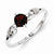 Sterling Silver w/Rhodium Plated Diamond and Garnet Cushion Ring