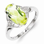 Sterling Silver Diamond and Lemon Quartz Ring