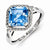 Sterling Silver Diamond & Light Swiss Blue Topaz Square Ring