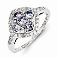 Sterling Silver Diamond & Tanzanite Ring