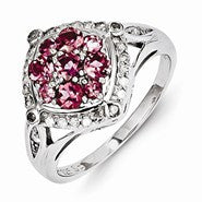 Sterling Silver Diamond & Pink Tourmaline Ring