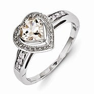 Sterling Silver Morganite Heart Ring