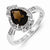 Sterling Silver Diamond & Smoky Quartz Teardrop Ring