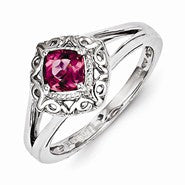 Sterling Silver Pink Tourmaline Square Ring