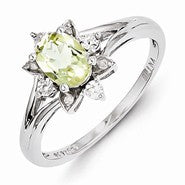 Sterling Silver Diamond & Lemon Quartz Ring