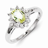 Sterling Silver Diamond & Lemon Quartz Ring