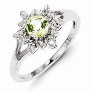 Sterling Silver Diamond & Lemon Quartz Ring