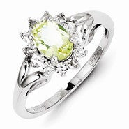 Sterling Silver Diamond & Lemon Quartz Ring