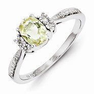 Sterling Silver Diamond & Lemon Quartz Ring