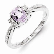 Sterling Silver Diamond & Pink Amethyst Ring