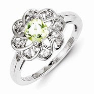 Sterling Silver Diamond & Lemon Quartz Ring