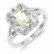 Sterling Silver Diamond & Lemon Quartz Ring