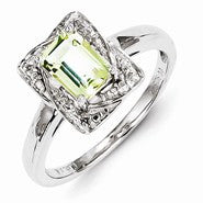 Sterling Silver Diamond & Lemon Quartz Ring