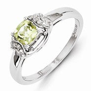 Sterling Silver Diamond & Lemon Quartz Ring