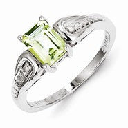 Sterling Silver Diamond & Lemon Quartz Ring