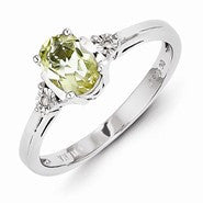 Sterling Silver Diamond & Lemon Quartz Ring