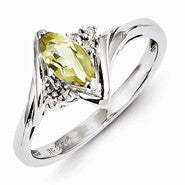 Sterling Silver Diamond & Lemon Quartz Ring