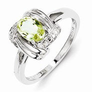 Sterling Silver Diamond & Lemon Quartz Ring